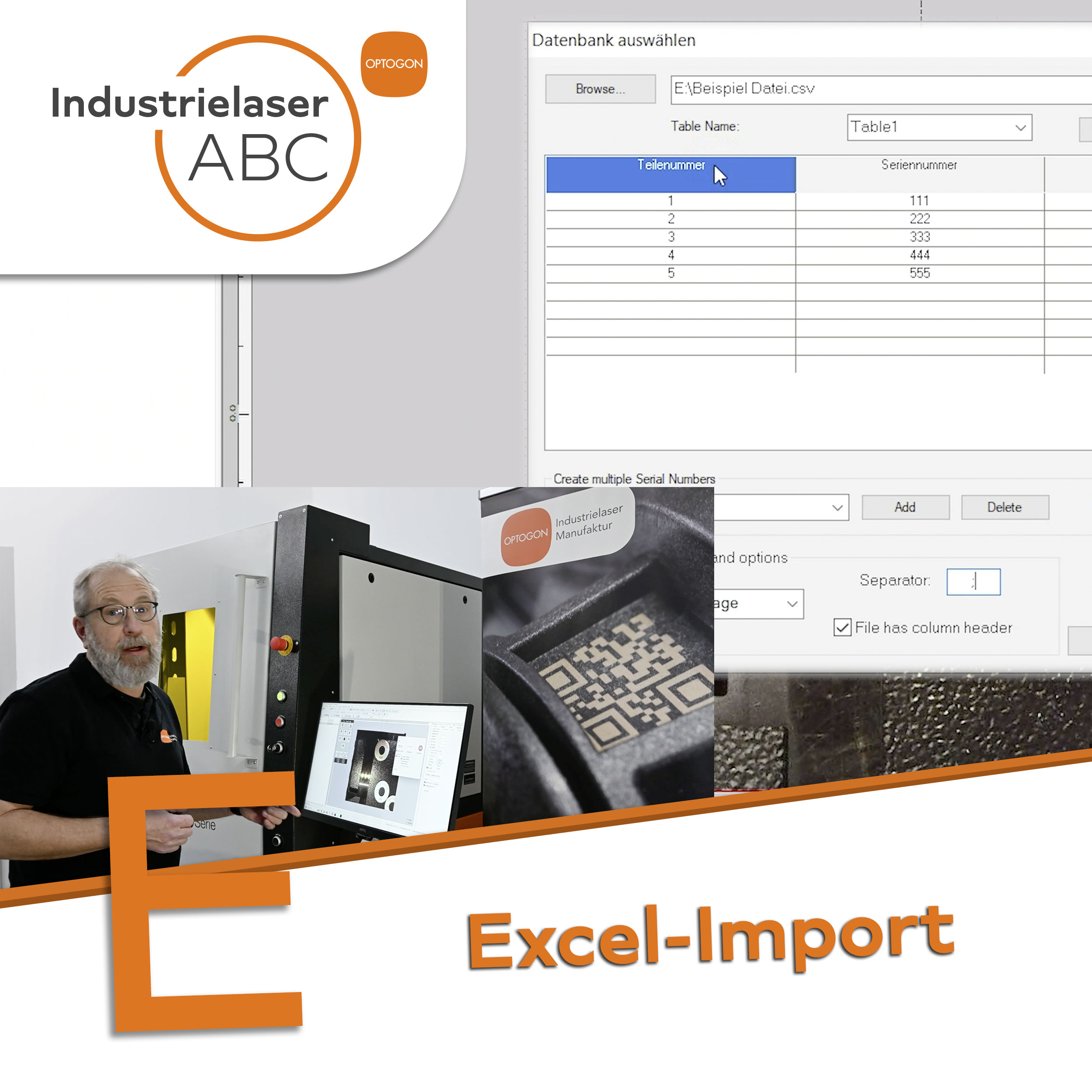 Industrielaser Excel-Import