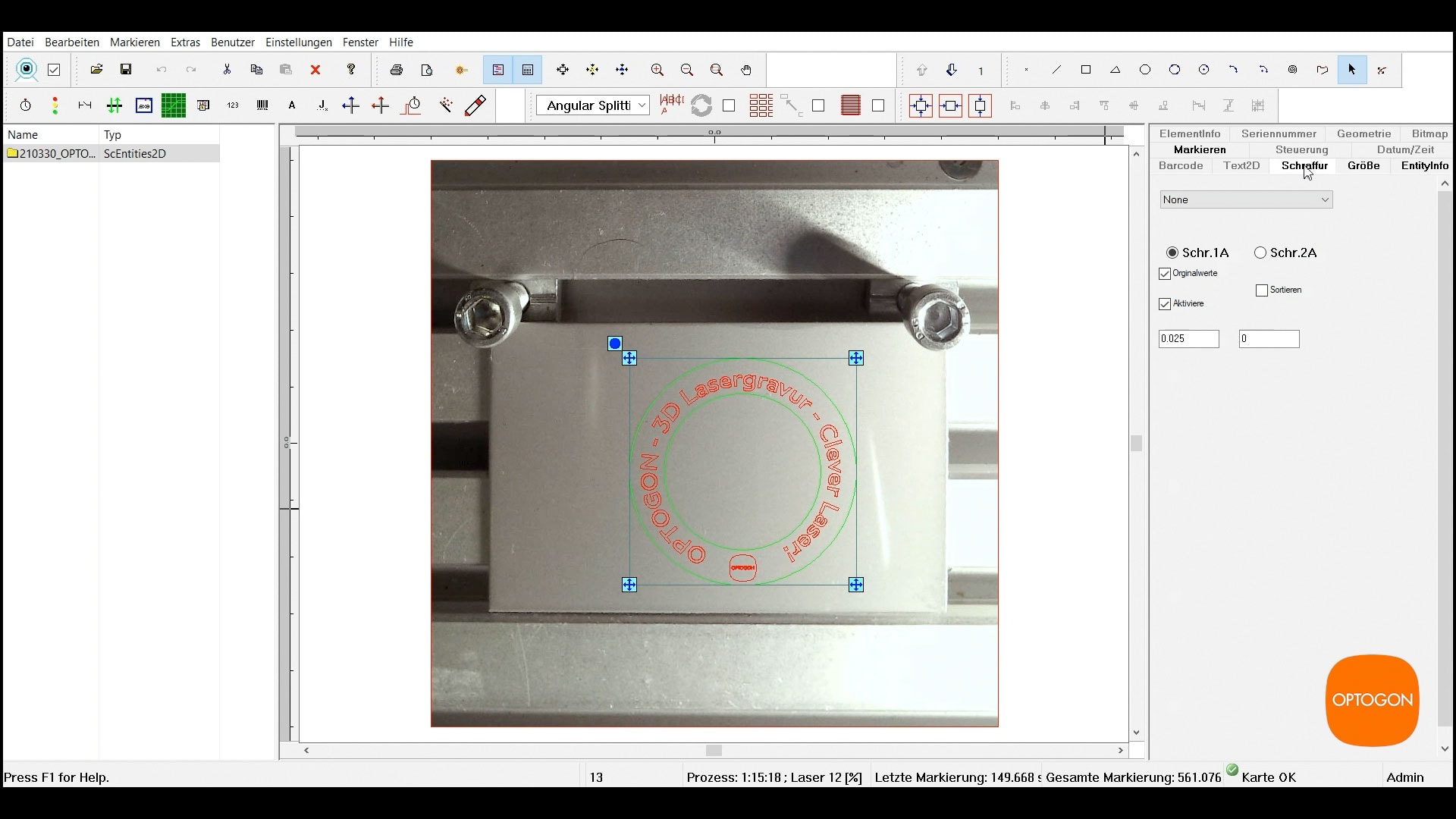 DXF-Datei auswählen, Vorschau prüfen und in die OPTOGON Software importieren
